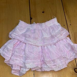 Loveshackfancy ruffle mini heritage skirt in peony pink